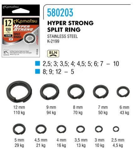 Kamatsu Hyper strong split rings. Lure fishing ,big game.